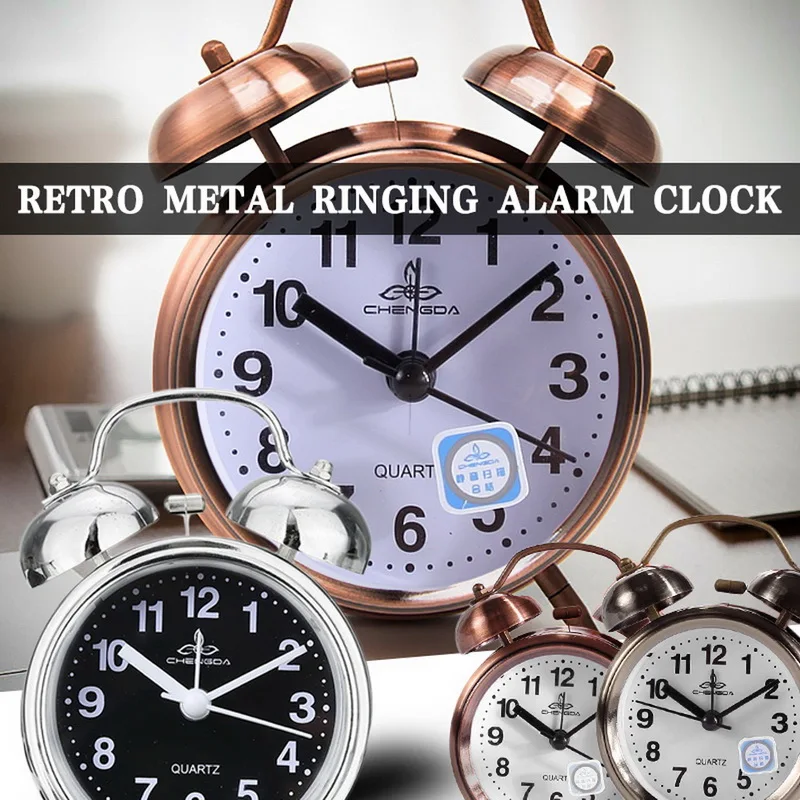 Будильник винтажный Ретро тихий указатель часы Круглый номер двойной громкий