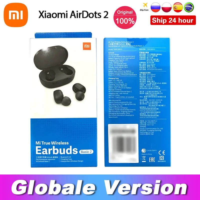 

Global Version Xiaomi Redmi Airdots 2 TWS Wireless Bluetooth 5.0 Earphone Mi True Wireless Earbuds Basic 2 Auto Link TWSEJ061LS