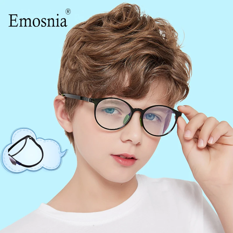 

Anti Blue Light Glasses Children TR90 Soft Silicone Round Frame 2021 Blocking Computer Eyeglasses Kids Girls Clear Lens UV400