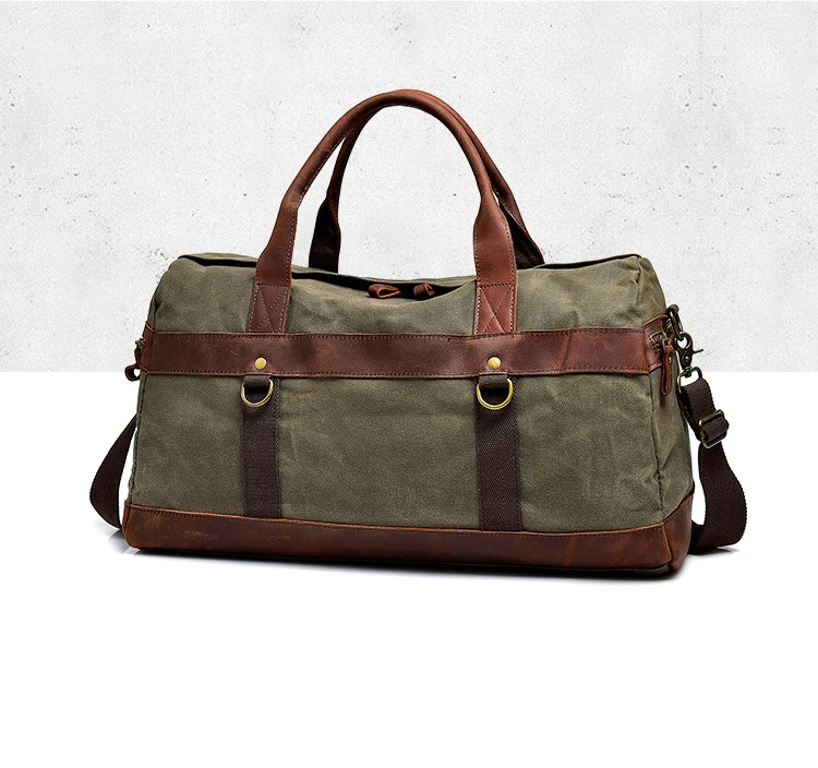 55 см большая кожаная парусиновая дорожная сумка винтажная крутая мятая дорожная Сумка водонепроницаемая сумка через плечо для мужчин армейский зеленый