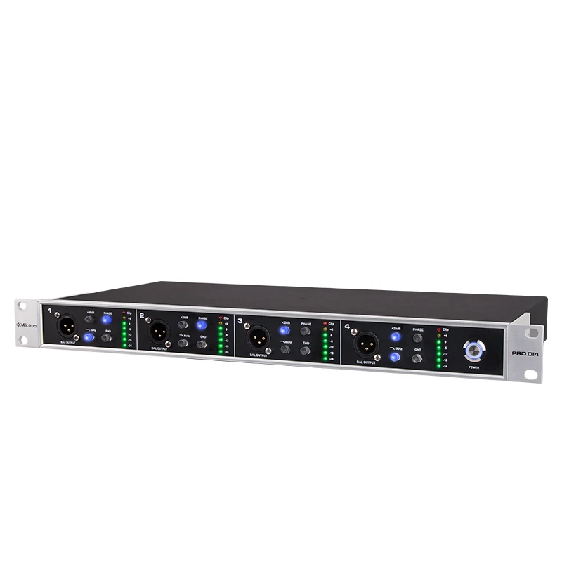 Alctron PRO DI4 standard IU rack 4 channel active DI box для студийной или сценической производительности