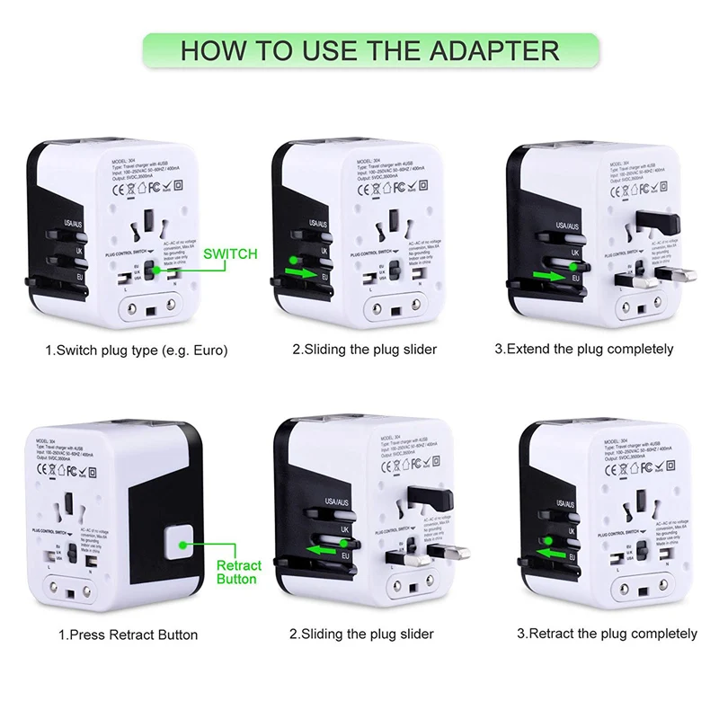 Дорожный адаптер Международный питания для европейской вилки настенное