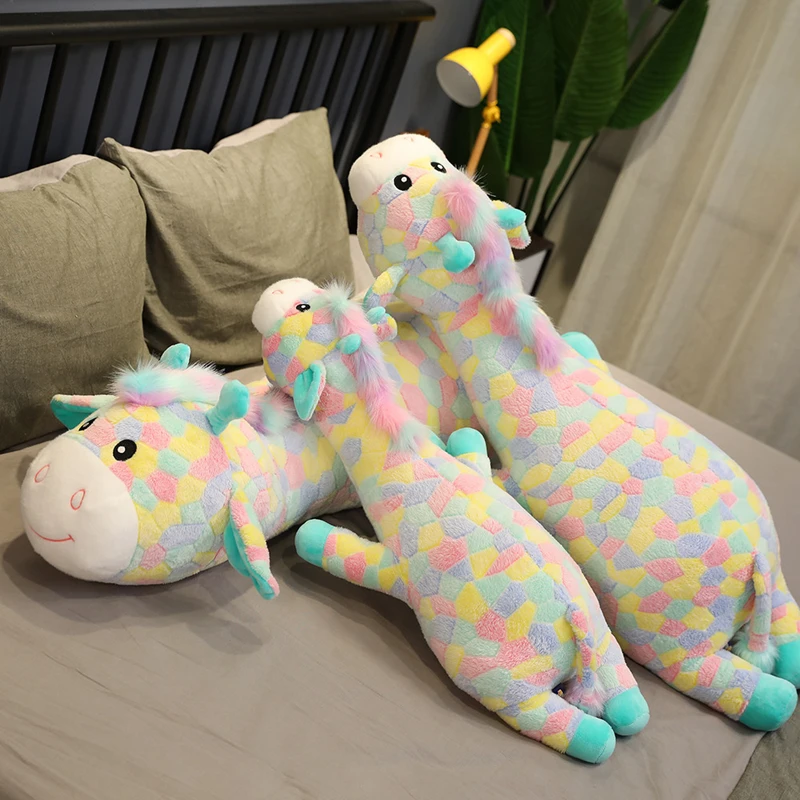 New Hot 70-120CM Cute Colorful Deer Plush Toys Cartoon Animal Giraffe Dolls Stuffed Soft for Children Baby Birthday Gifts | Игрушки и
