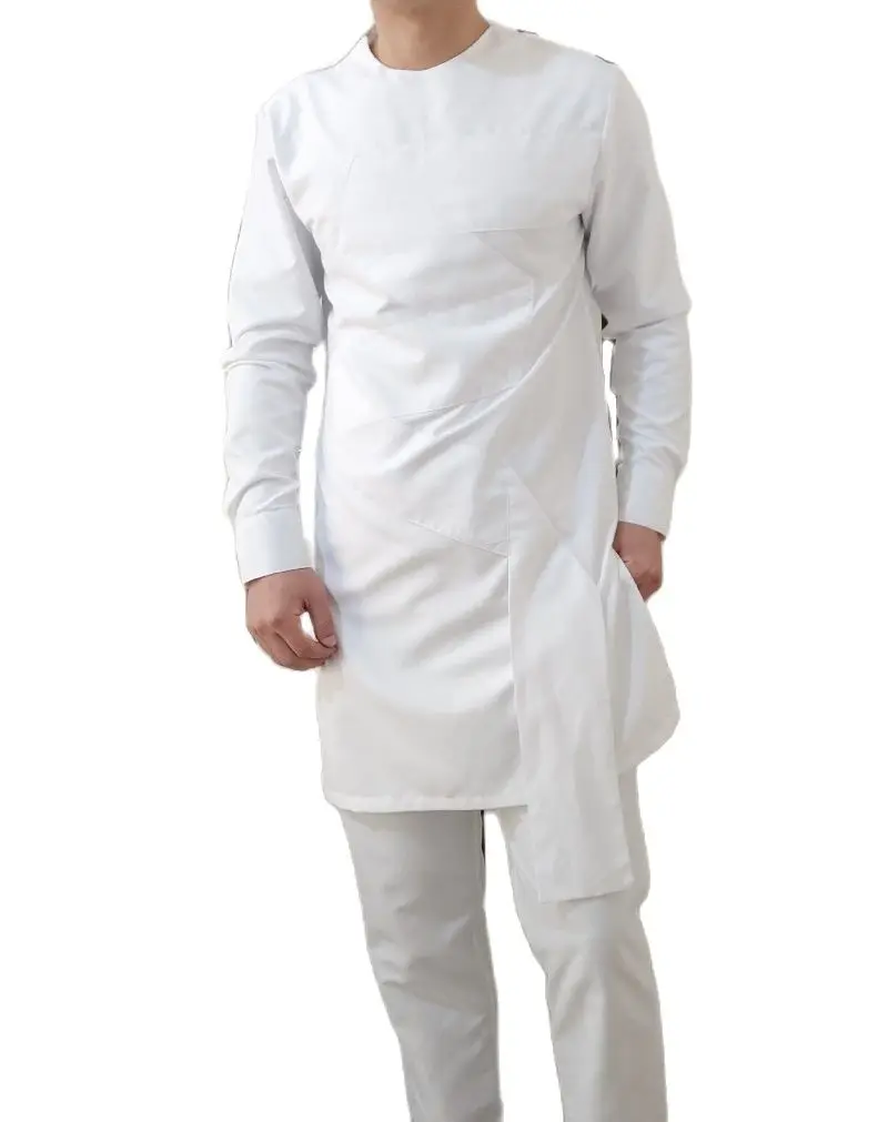 Solid White African Traditional Outfits Tops+Trousers Nigerian Fashion Senator Styles Male Clothes Custom Men‘s Pants Suits