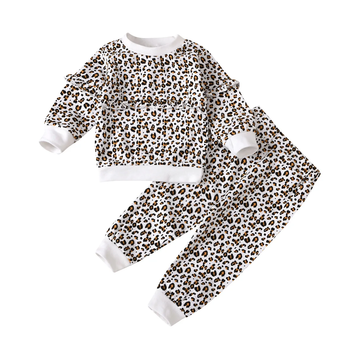 

New 2021 fashion kids clothes toddler baby girl long sleeve printed cotton top and pants suit