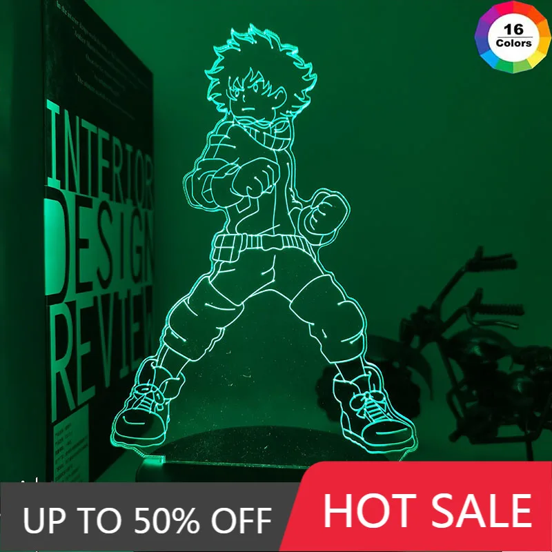 3D лампа Izuku Midoriya светодиодный ночник для детской спальни сенсорный светильник