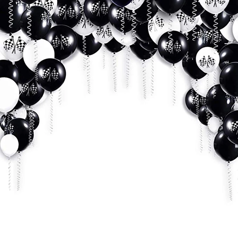 10 шт 12 дюймов черный белый цвет Гоночный флаг воздушных шаров из латекса