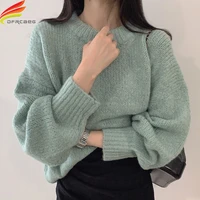 women clothing 2020 autumn winter womens sweaters pullovers thicken minimalist green or white mohair cashmere jumpers sweater