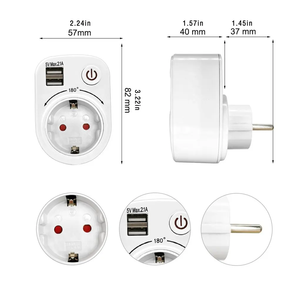 

Rotatable Dual USB Timer Socket USB British Socket Smart Usb Switch Socket Portable Wall Travel USB Socket