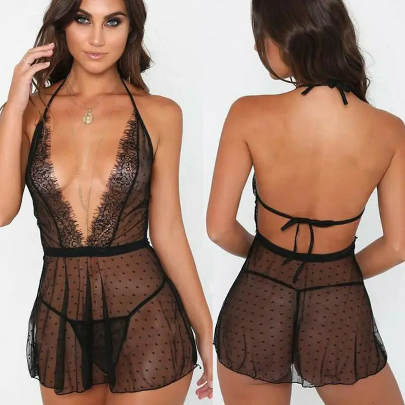 Сексуальная Женская одежда для сна Ночная сорочка бебидолл кружева халаты