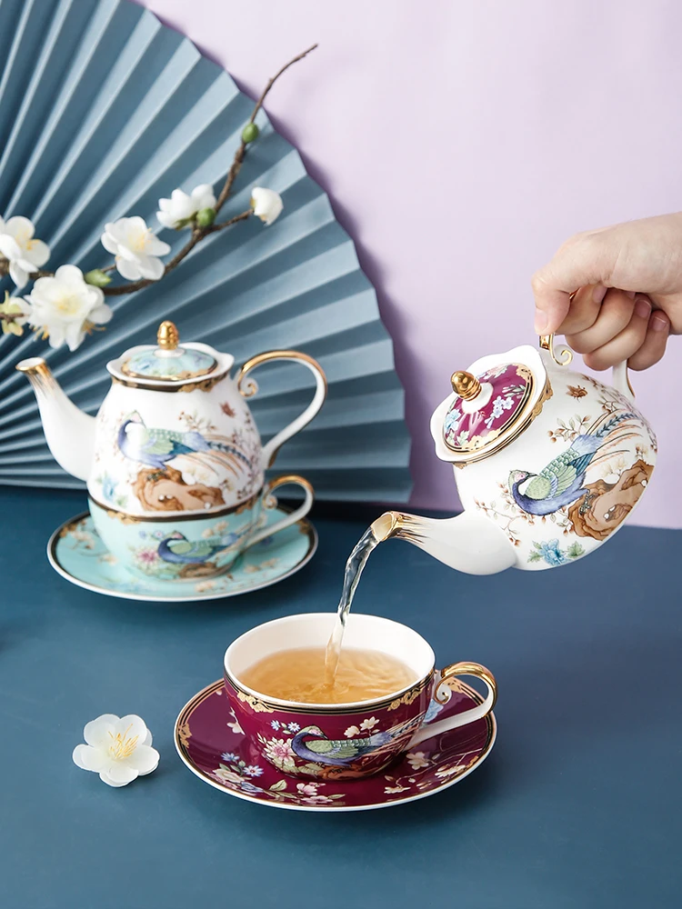 

Bone China Afternoon Tea Set New Arrival Light Luxury Single Letter Teapot Cup Flower Tea Mug