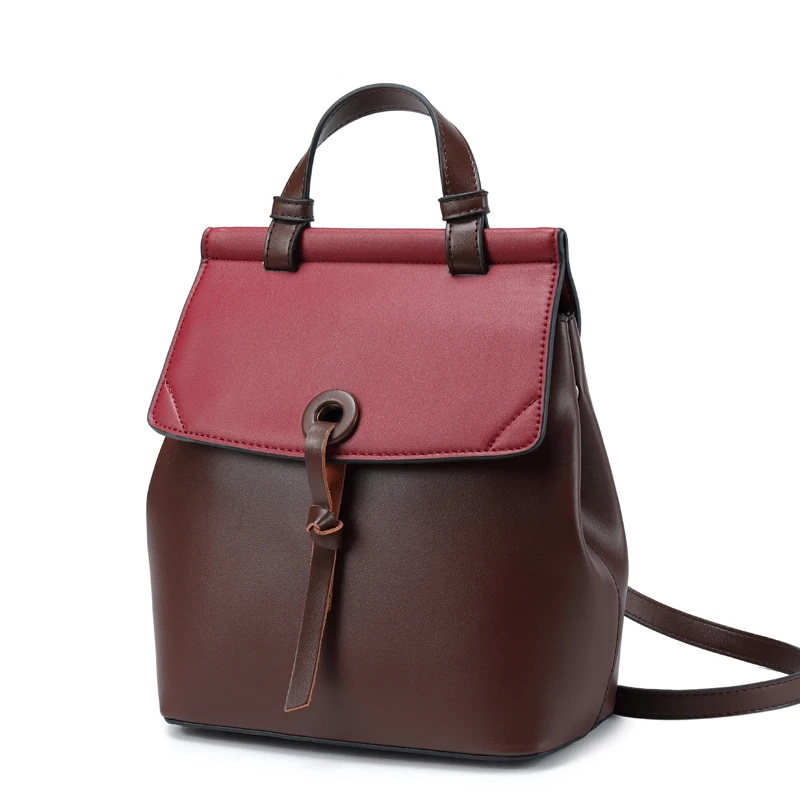 

2021 New Fashion Casual Leather Ladies Backpacks Oil Wax Cowhide Classic Multi-Functional Solid Color Simple Handbag/Backpack