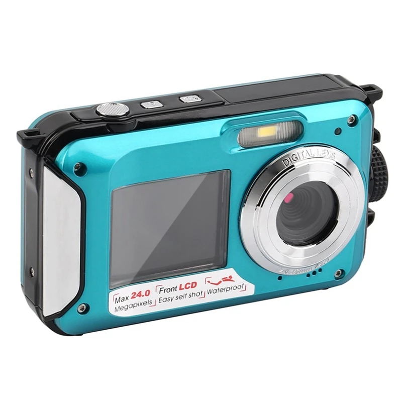 

Цифровая камера, 2,7 дюйма, 1,8 дюйма, двойная камера с поддержкой Sn, водонепроницаемая камера, макс. 24 МП, 16 цифровых зумов, черная, синяя видеок...