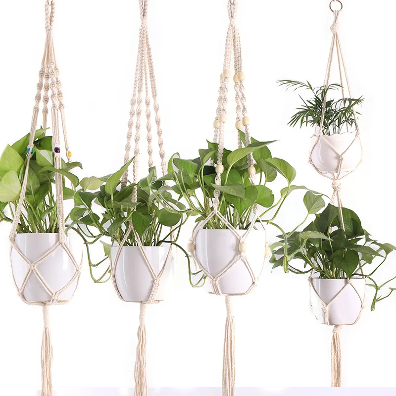 

1PC Hanging Baskets Flowerpot Plant Holder Pot Macrame Plant Hanger Hanging Planter Basket Jute Rope Braided Craft Vintage Decor