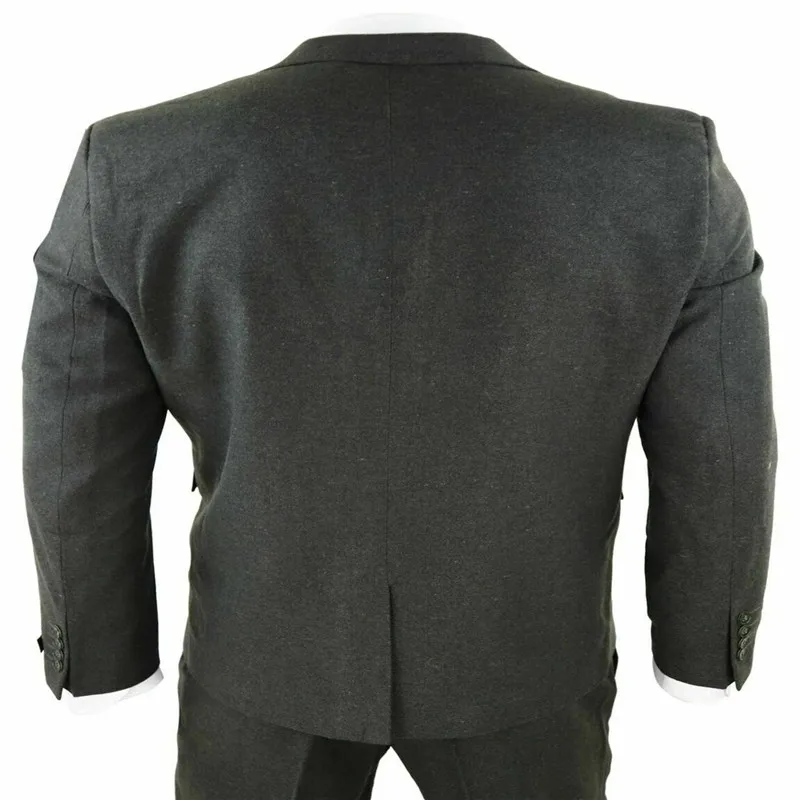 Мужской шерстяной костюм из 3 предметов твидовый темно-серый классический |