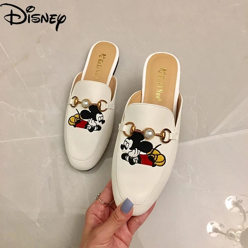 

Disney Cartoon Slippers 2021 Spring/Summer Mickey Mouse Non-slip Soft Bottom Comfortable Half Slippers Retro Muller Shoes