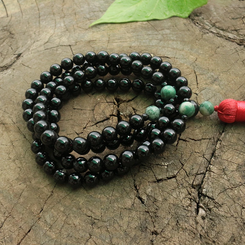 Бусины из натурального камня 8 мм черный оникс нефрит цинхаи наборы на удачу