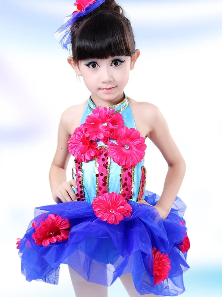 Новинка детское платье из тюля для современных танцев юбка-пачка с цветочным