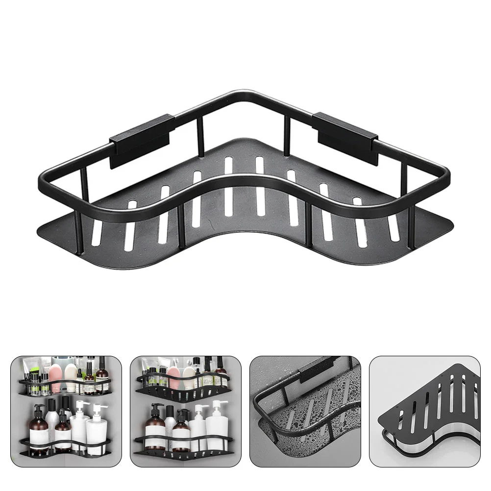

1 шт., угловая душевая полка, креативная настенная полка, полка для хранения в ванной комнате, Черная