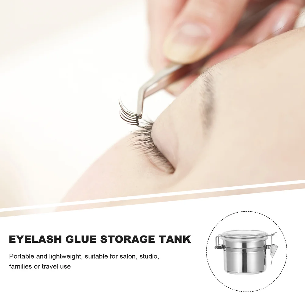 

Stainless Steel Eyelash Glue Storage Tank Sealed Storage Jar Container