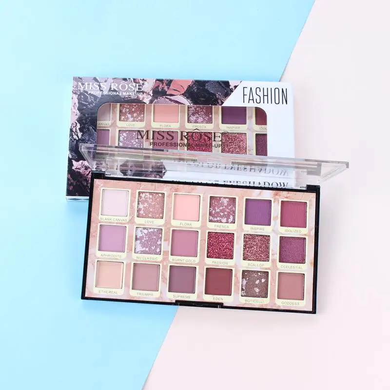 MISS ROSE палитра теней для век матовые блестящие тени алмазные мерцающие праймеры