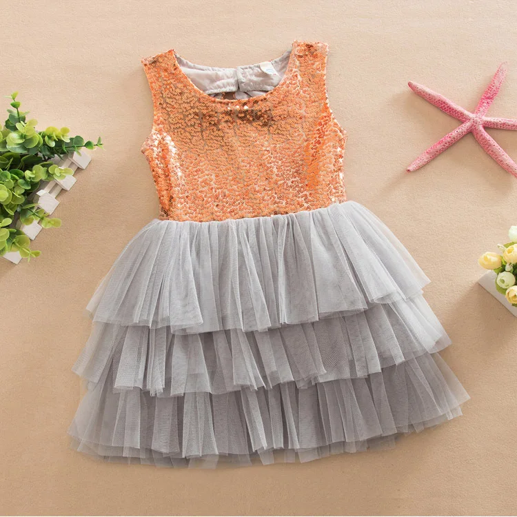 

2-7Y Fancy Princess Cute Party Dress Summer Toddler Baby Girls 3 Style Sequined Lace Patchwork Sleeveless Back Bow Tutu Dress