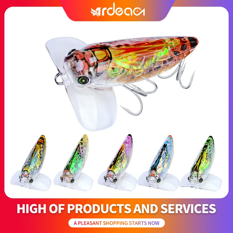 Ardea 55mm 8.5g 1Pcs Hard Lure Popper Insects Artificial Plastic Vibrations Sinkingwater Cicada Bait Wobblers Bass Fishing Lures