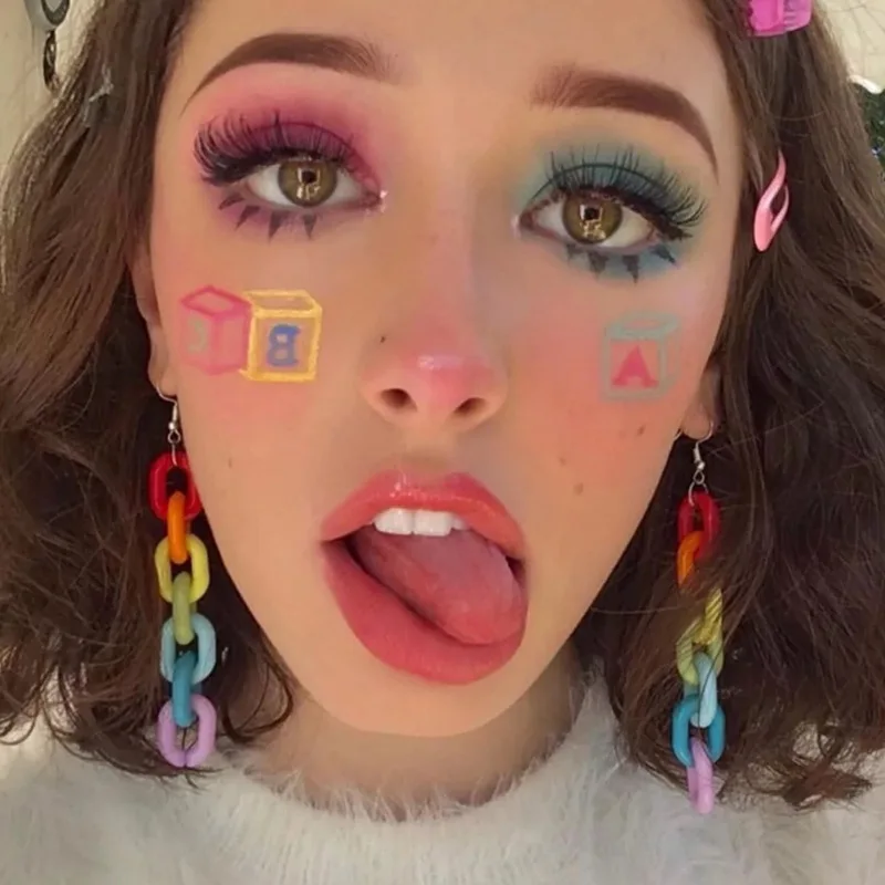 

Корейские яркие акриловые радужные цвета, увеличенная цепочка, серьги-капли, ретро, панк, цепные серьги, Винтажные Ювелирные Изделия