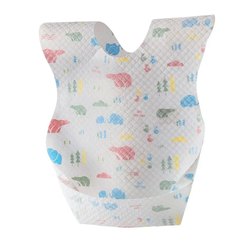 

Baby Bibs With Leak-proof Liner Unisex Large Disposable Toddler Bibs With Crumb Catcher Pocket Waterproof Mess-Proof Adjustable