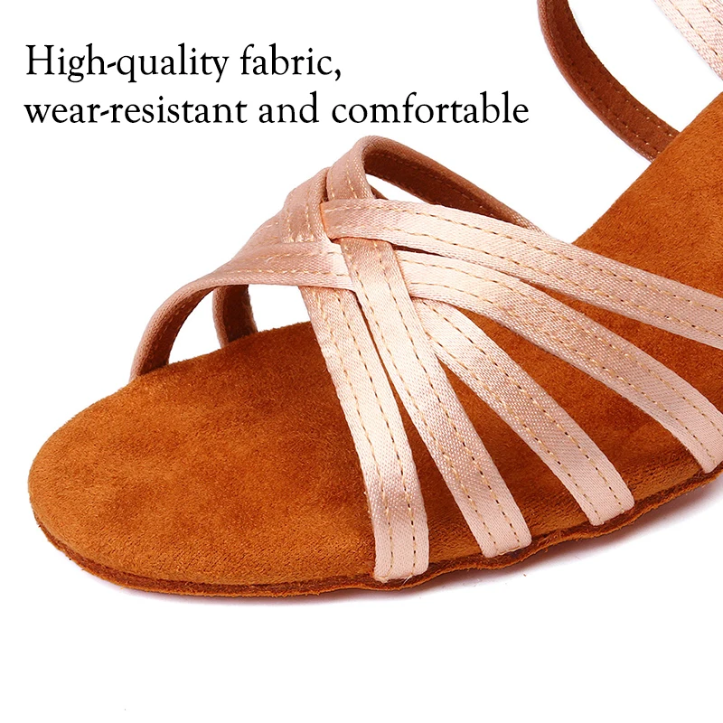 Women Latin Dance Shoes for Girls/Ladies Ballroom Tango High Heeled Indoor Dancing Shoes Silk Latin shoes heeled 5cm/7.5cm