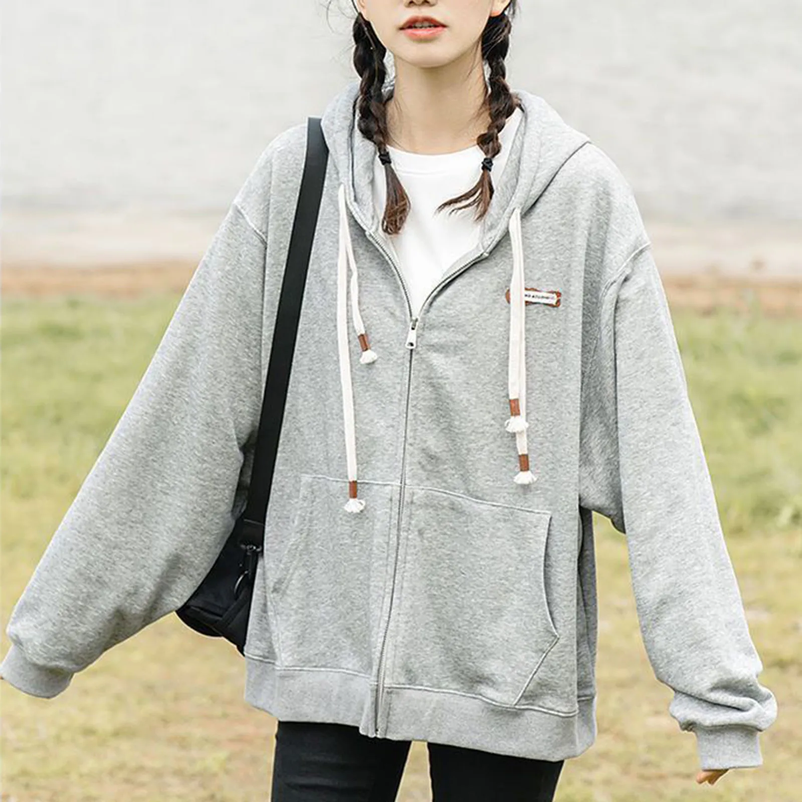 Женская однотонная блузка с длинным рукавом свободного покроя | одежда