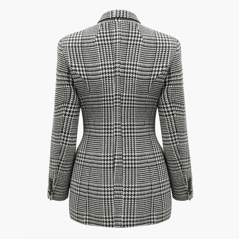 Женский шерстяной пиджак ручной работы винтажный двубортный из твида | Женская