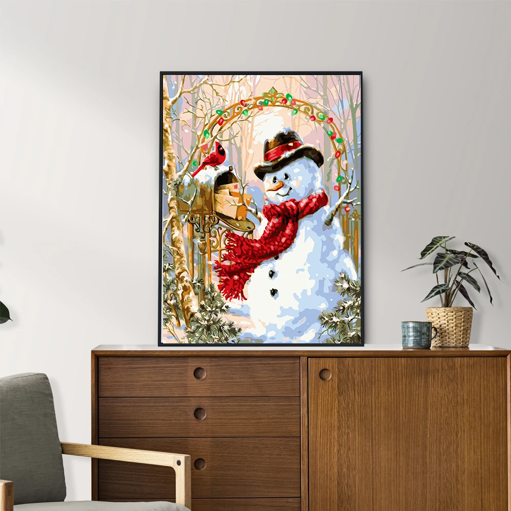 

2022 40X50CM Diy Santa Claus Painting By Numbers Frame Oil Picture Christmas Snowman Paint By Numbers Kit Drawing Kits VA-2151
