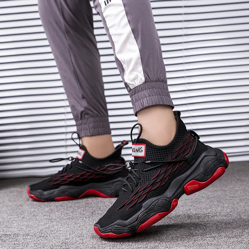 

2020 Summer New Running Shoes Breathable Men Shoes Outdoor Brand Flying Woven Sneakers Mens Men's Platform Non-slip Sport Shoes