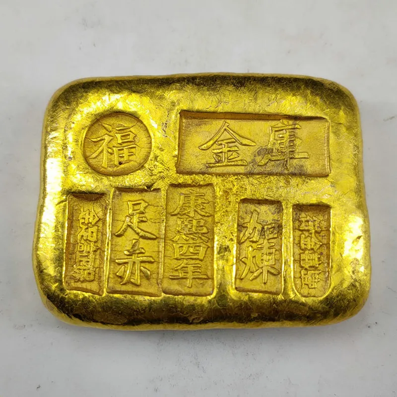 

1pcs China Ancient Gold Bar antique Lucky gold ingot Commemorative Coins about 180g