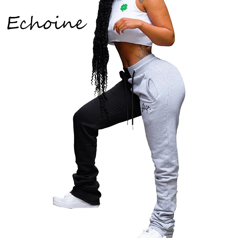 Женские Плиссированные тренировочные брюки повседневные с вышитыми буквами