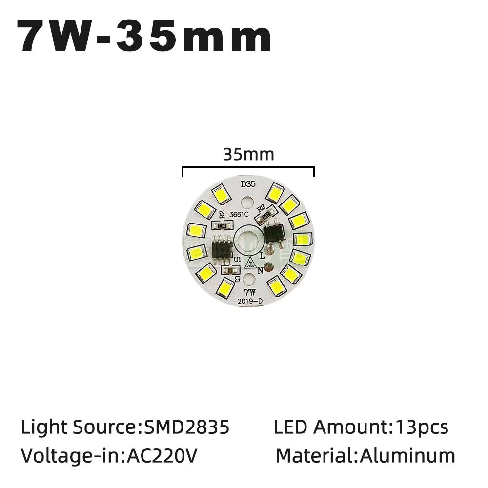 Светодиодные чипы SMD2835 5 шт./лот 220 В переменного тока 3 Вт 7 9 12 | Лампы и освещение