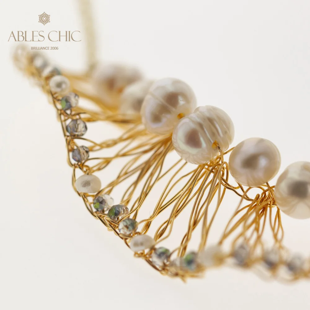 14K Золотой Серебряный тон провода из вязаного кружева ожерелье барокко обувь с