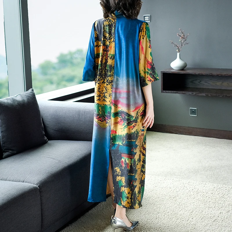 Имитация шелка платье Большие размеры для женщин Высокое качество цветочный