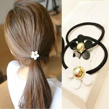 2pc New Korean flower Elastic Hair Bands Hair Rope Ties For Girls Women Headband Hair Accessories Ponytail holer Scrunchies WM43 (4)