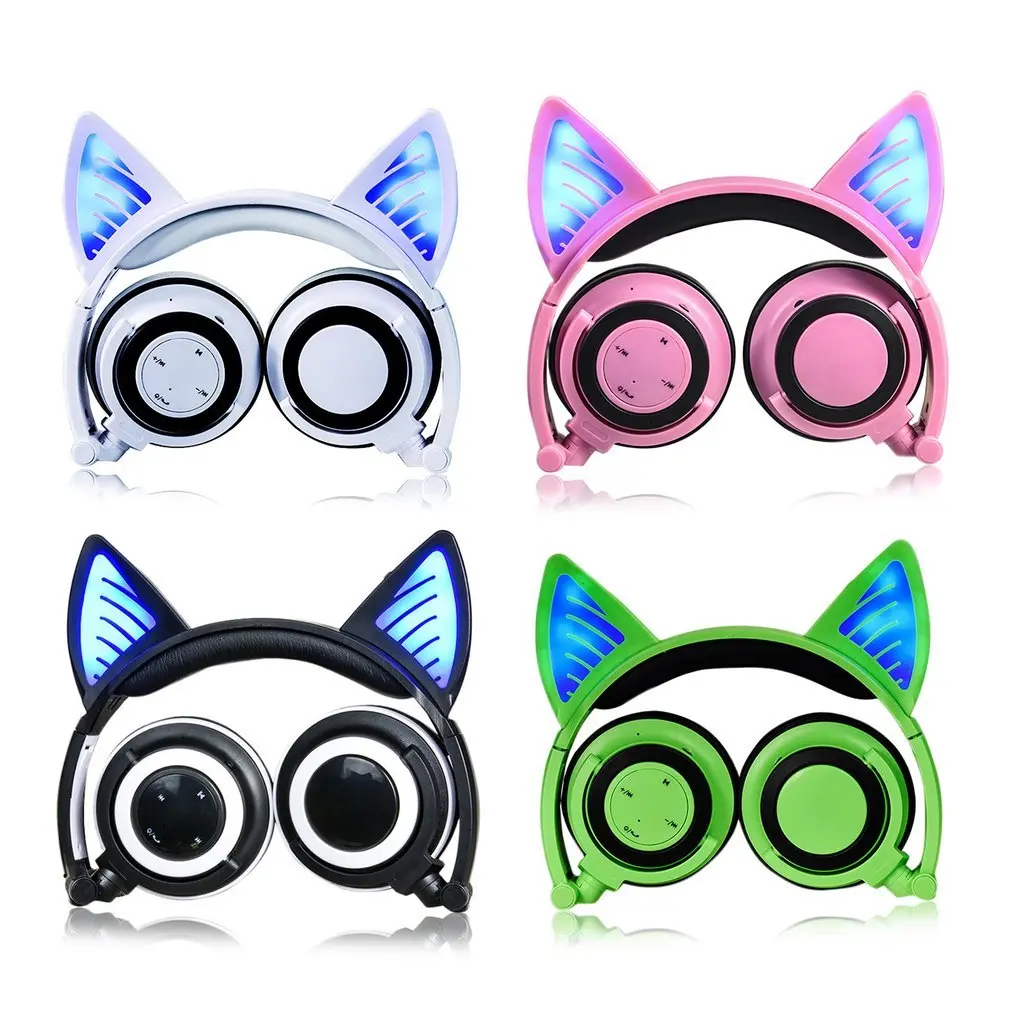Складные Наушники с кошачьими ушками для косплея Bluetooth беспроводная Проводная