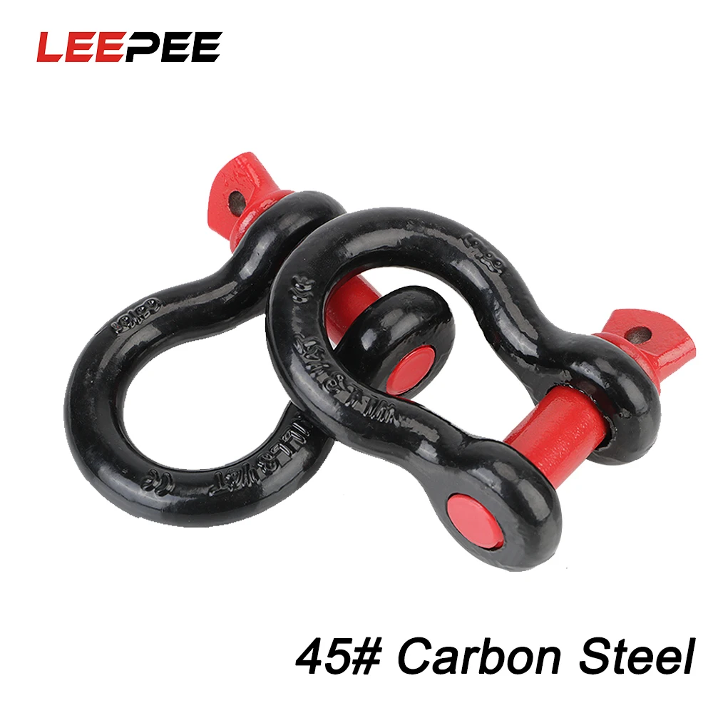 

2pcs Heavy Duty Tow Hook For Off Road Trailer Car Emergency Recovery D Ring Shackle Vault Towing Rope Buckles 45# 12T 19.5T