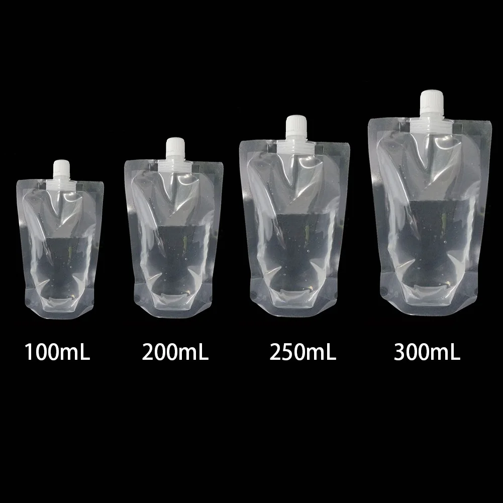 

100 Pcs Coffee With Nozzle Beverage Disposable Sealed Liquid Stand Up Durable Drink Pouch Juice Milk Packaging Bag Transparent