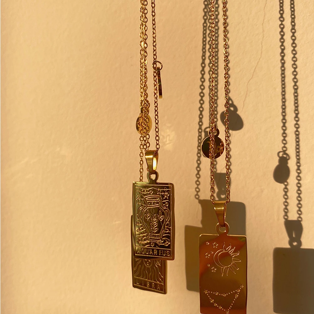Женское винтажное ожерелье с 12 созвездиями колье из золотой нержавеющей стали