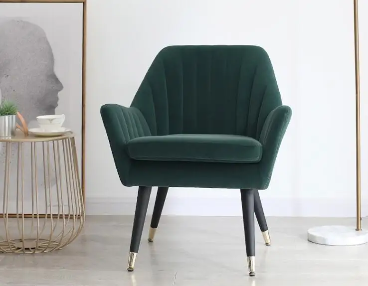 Современный тканевый мягкий стул среднего века с деревянными ножками для дома