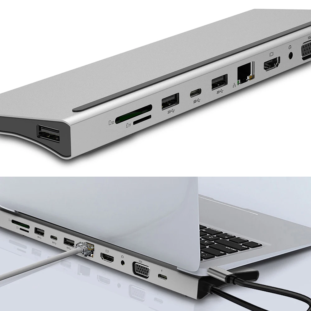 

USB Type C HUB to 3.0 USB HDMI-compatible RJ45 USB HUB for MacBook Pro Accessories USB Splitter Multi 11 Ports Type C USB-C HUB