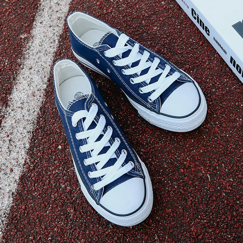 

White shoes women's Korean thick soled canvas shoes low top sports leisure lace up single shoes