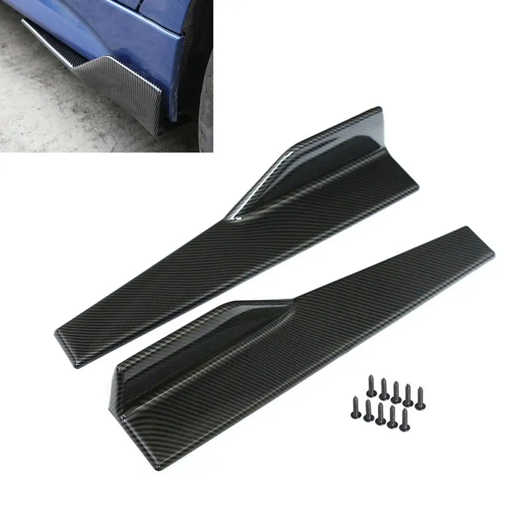 

2Pcs Carbon Fiber Car Side Skirt Spoiler Rocker Splitters Anti-scratch