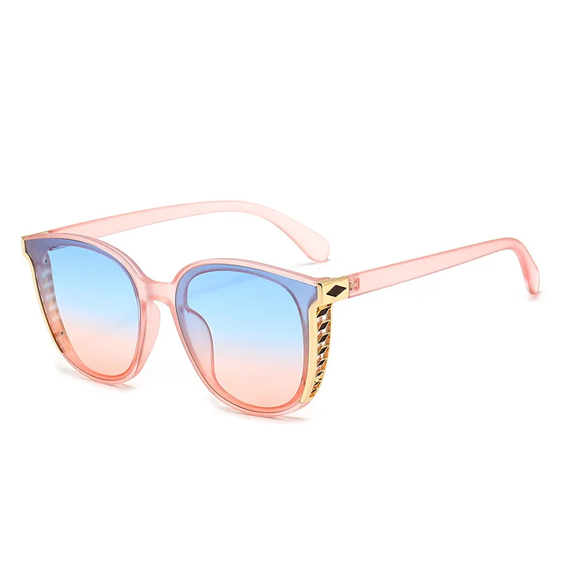

2021European And American Fashion Luxury Retro Large Frame Glasses Round Women's Sunglasses Metal Accessories Sunshade