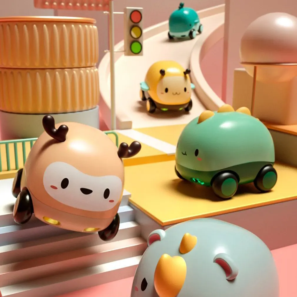 

Puzzle Car Set Cartoon Animal Music Light Boost Inertia Toy Car Portable Car Toy Children's Birthday Gift